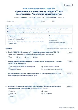 Образец · СОР · вариант 1