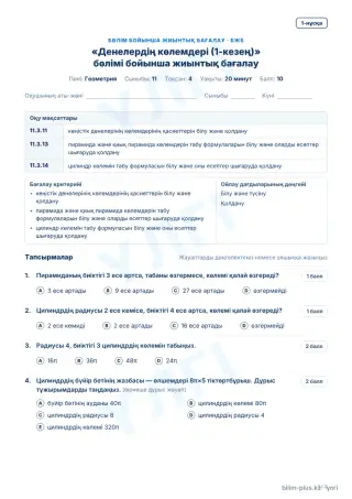 Үлгі · БЖБ · 1-нұсқа