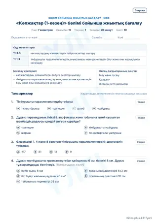 Үлгі · БЖБ · 1-нұсқа