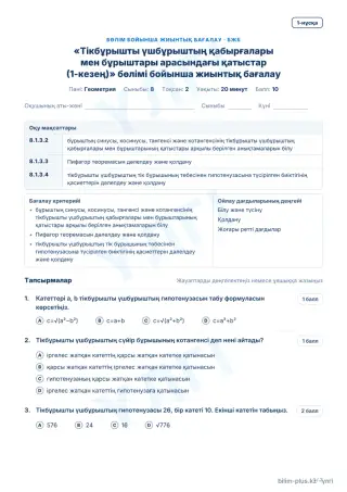 Үлгі · БЖБ · 1-нұсқа