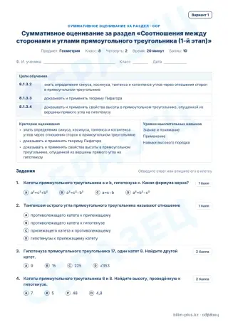 Образец · СОР · вариант 1