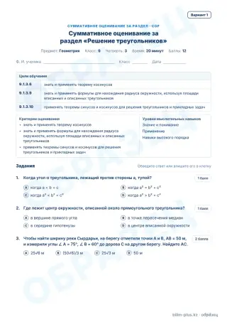 Образец · СОР · вариант 1