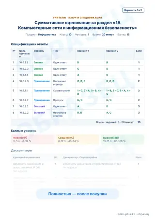 Образец · Учителю: ключ и дескрипторы