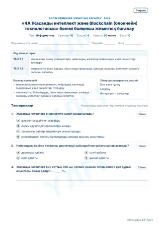 Үлгі · БЖБ · 1-нұсқа