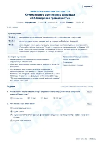Образец · СОР · вариант 1