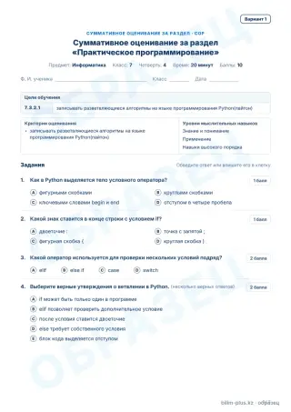 Образец · СОР · вариант 1