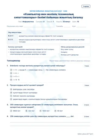 Үлгі · БЖБ · 1-нұсқа