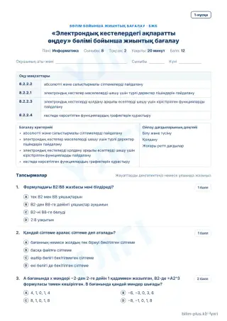 Үлгі · БЖБ · 1-нұсқа