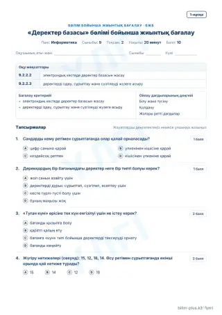 Үлгі · БЖБ · 1-нұсқа