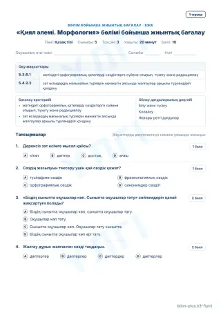Образец · БЖБ · 1-нұсқа