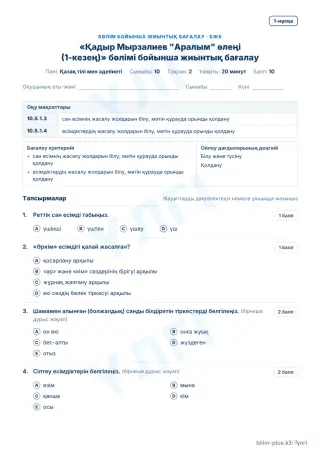 Үлгі · БЖБ · 1-нұсқа
