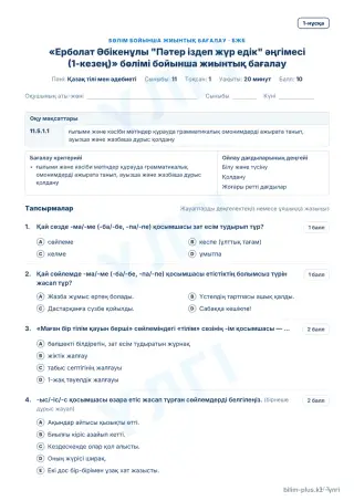 Образец · БЖБ · 1-нұсқа