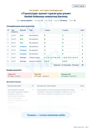 Үлгі · Мұғалімге: кілт пен дескрипторлар