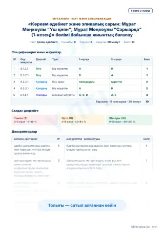 Үлгі · Мұғалімге: кілт пен дескрипторлар