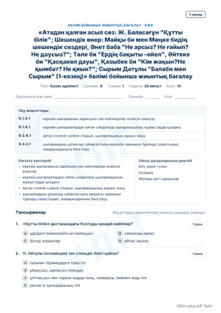 Үлгі · БЖБ · 1-нұсқа