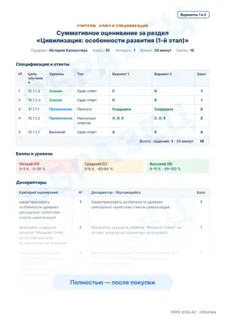 Образец · Учителю: ключ и дескрипторы