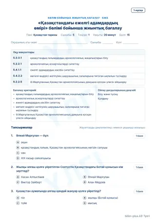 Үлгі · БЖБ · 1-нұсқа