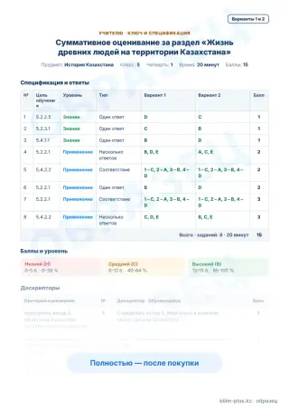 Образец · Учителю: ключ и дескрипторы