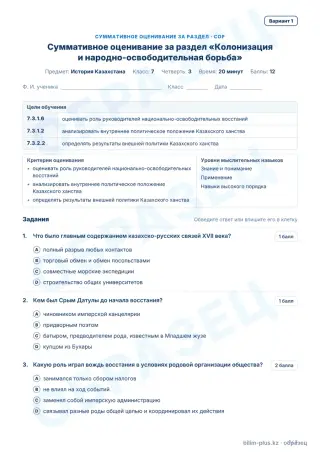 Образец · СОР · вариант 1