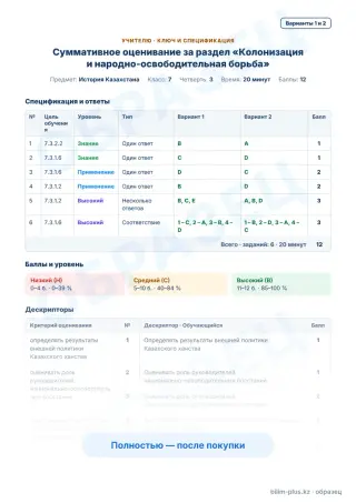Образец · Учителю: ключ и дескрипторы