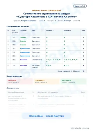 Образец · Учителю: ключ и дескрипторы