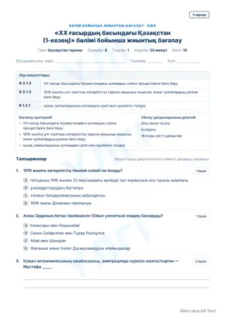 Үлгі · БЖБ · 1-нұсқа