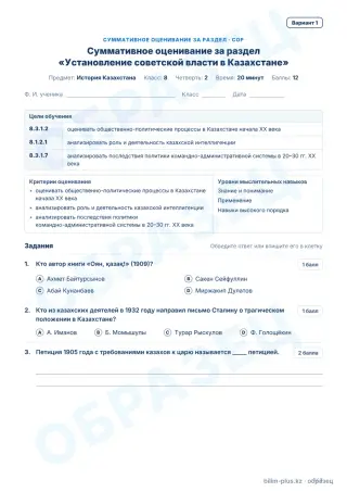 Образец · СОР · вариант 1