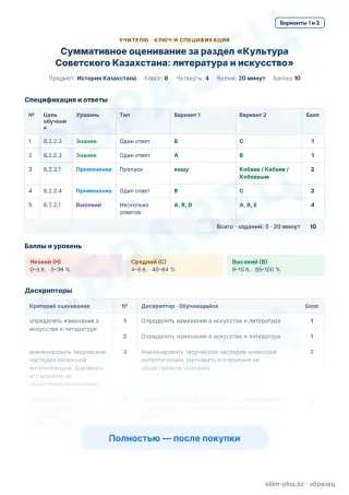 Образец · Учителю: ключ и дескрипторы