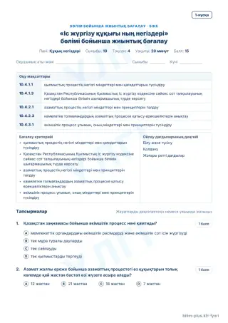 Үлгі · БЖБ · 1-нұсқа