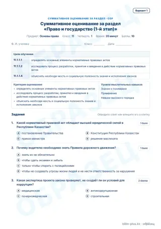 Образец · СОР · вариант 1