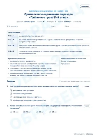 Образец · СОР · вариант 1