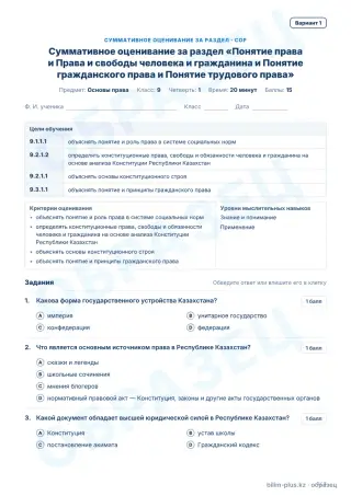 Образец · СОР · вариант 1
