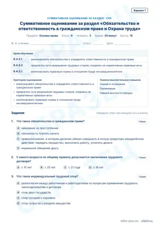 Образец · СОР · вариант 1