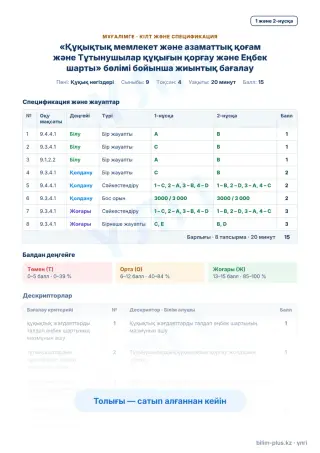 Үлгі · Мұғалімге: кілт пен дескрипторлар