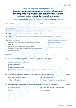 Образец · СОР · вариант 1