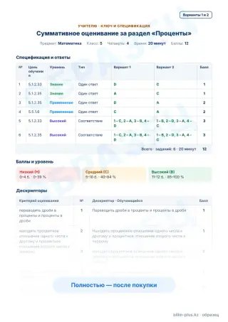 Образец · Учителю: ключ и дескрипторы