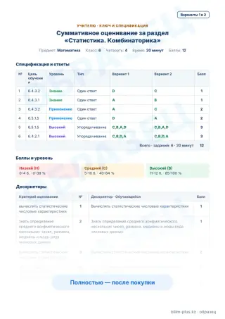 Образец · Учителю: ключ и дескрипторы