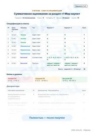 Образец · Учителю: ключ и дескрипторы