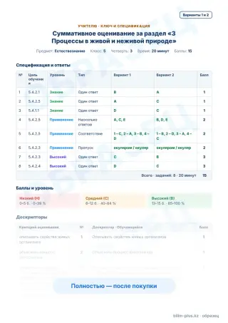 Образец · Учителю: ключ и дескрипторы