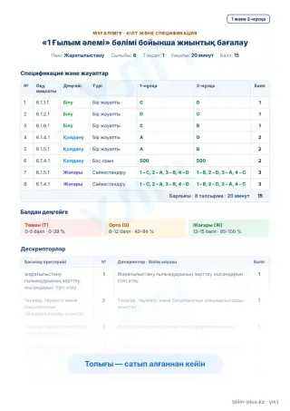 Үлгі · Мұғалімге: кілт пен дескрипторлар