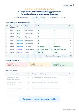 Үлгі · Мұғалімге: кілт пен дескрипторлар