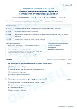 Образец · СОР · вариант 1