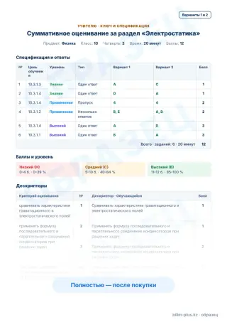 Образец · Учителю: ключ и дескрипторы