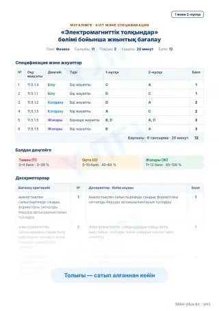 Үлгі · Мұғалімге: кілт пен дескрипторлар