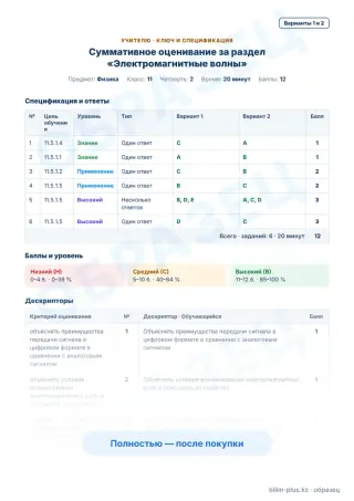 Образец · Учителю: ключ и дескрипторы