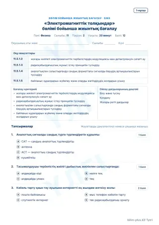 Үлгі · БЖБ · 1-нұсқа