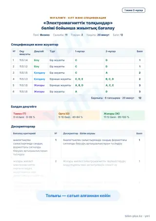 Үлгі · Мұғалімге: кілт пен дескрипторлар