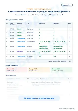 Образец · Учителю: ключ и дескрипторы