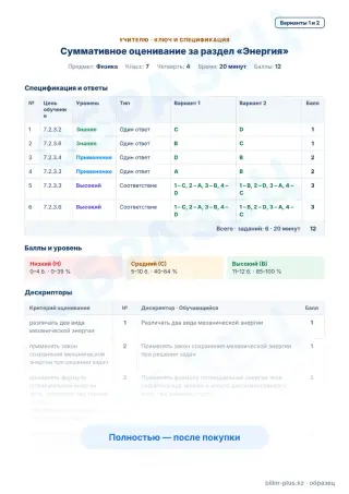 Образец · Учителю: ключ и дескрипторы