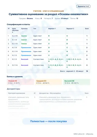 Образец · Учителю: ключ и дескрипторы